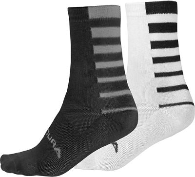 Endura COOLMAX Stripe II Socks (2-Pack) - Black - S/M}, Black