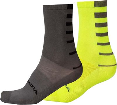 Endura COOLMAX Stripe II Socks (2-Pack) - Hi Viz Yellow - L/XL/XXL}, Hi Viz Yellow