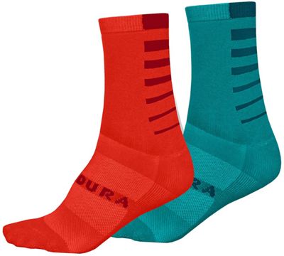 Endura Women's COOLMAX Stripe Socks (2-Pack) - Red-Blue - One Size
