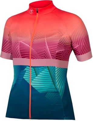 Endura Women's Lines SS Cycling Jersey II - Hi-Viz Coral - Limited
