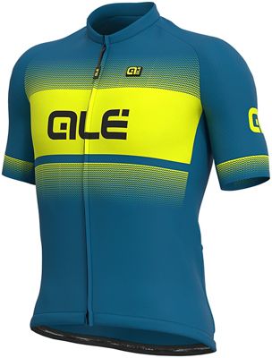 Alé Solid Blend Jersey - Azores Blue-Fluo Yellow - XL}, Azores Blue-Fluo Yellow