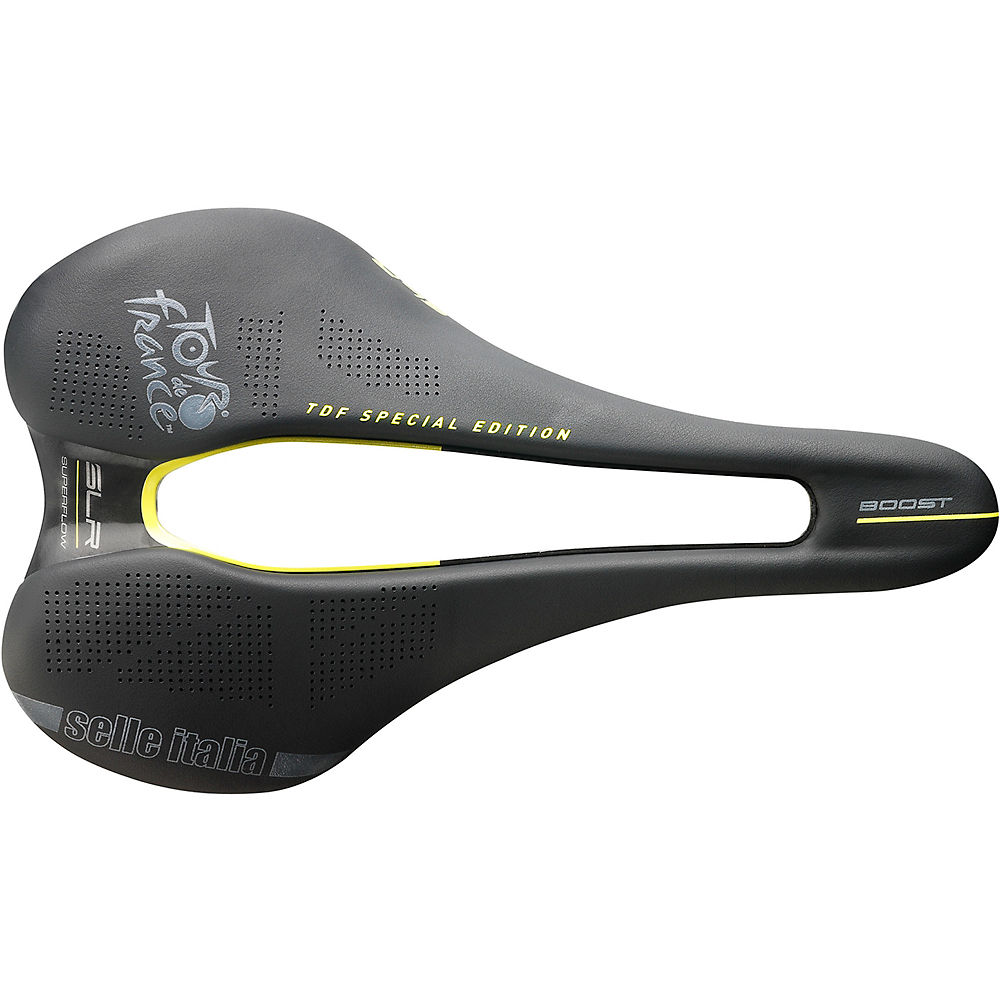 Selle Italia SLR Boost Superflow TDF Saddle - Noir/Jaune - L3 - 145mm Wide, Noir/Jaune