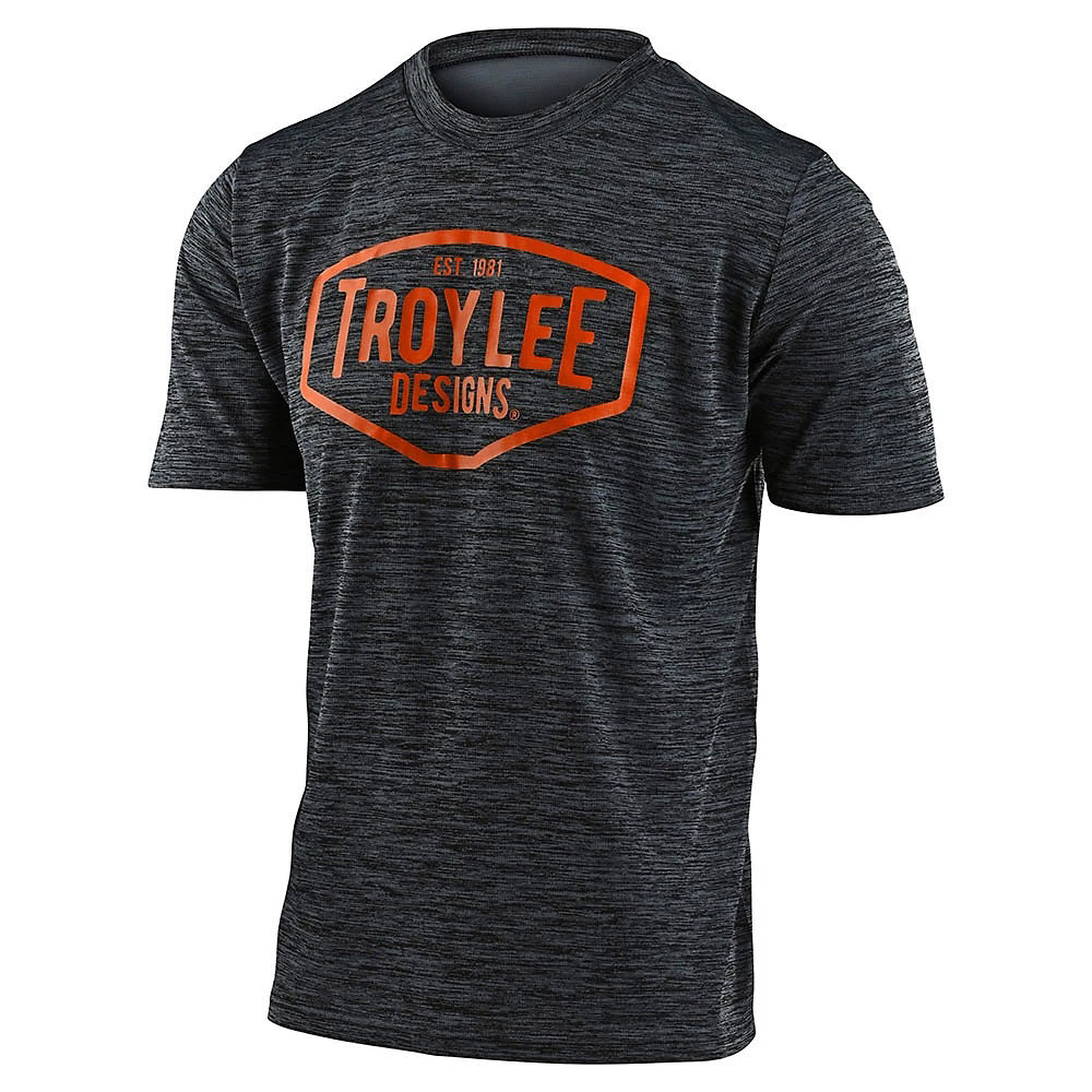 Troy Lee Designs Flowline Youth Station Jersey - Heather Black-Tangerine - XL