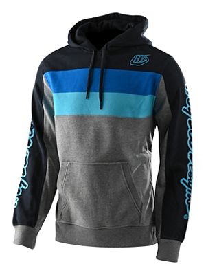 Troy Lee Designs Block Signature PO Hoodie  - Gray Heather-Blue - XL, Gray Heather-Blue