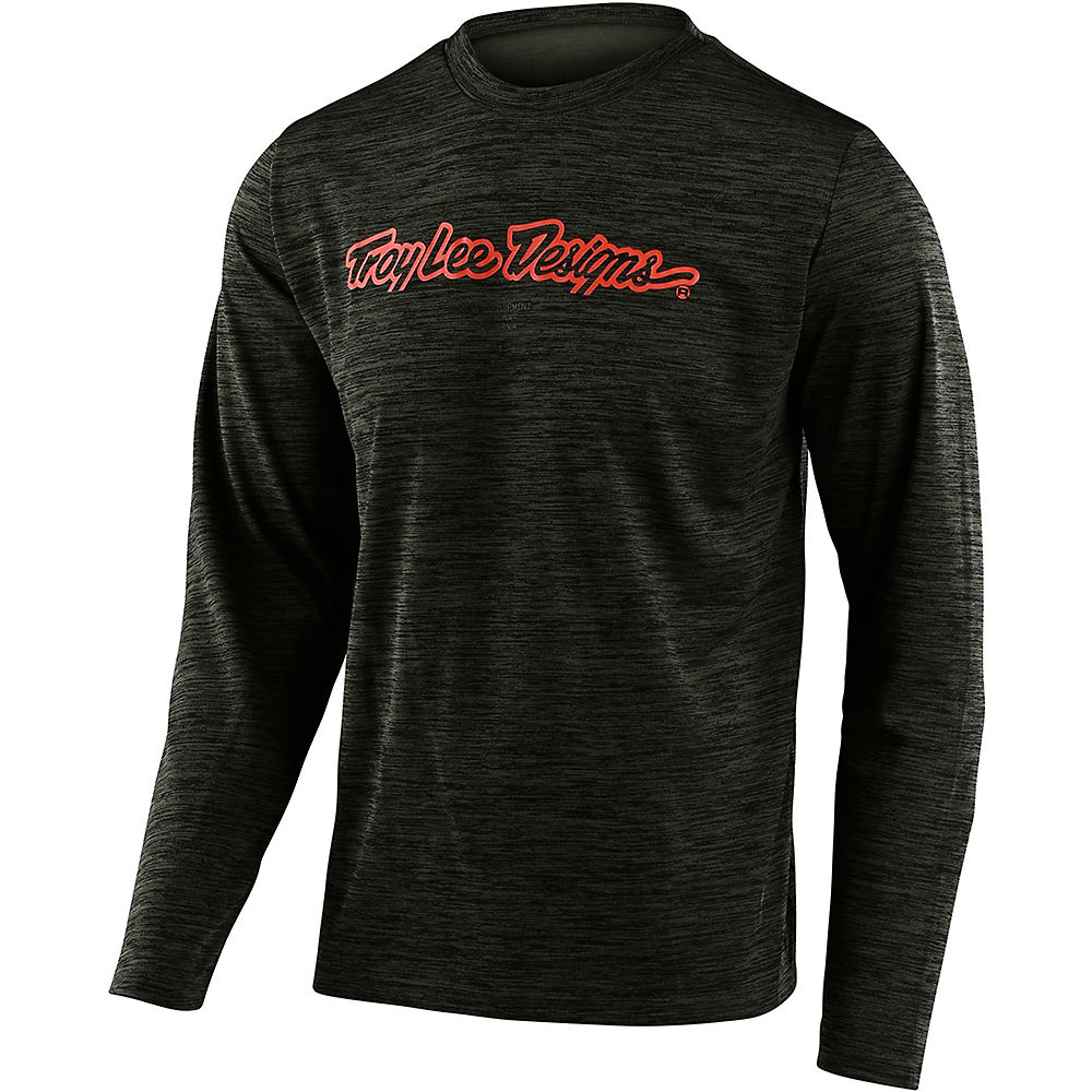 Troy Lee Designs Flowline Signature Jersey - Heather Green-Tangerine - M