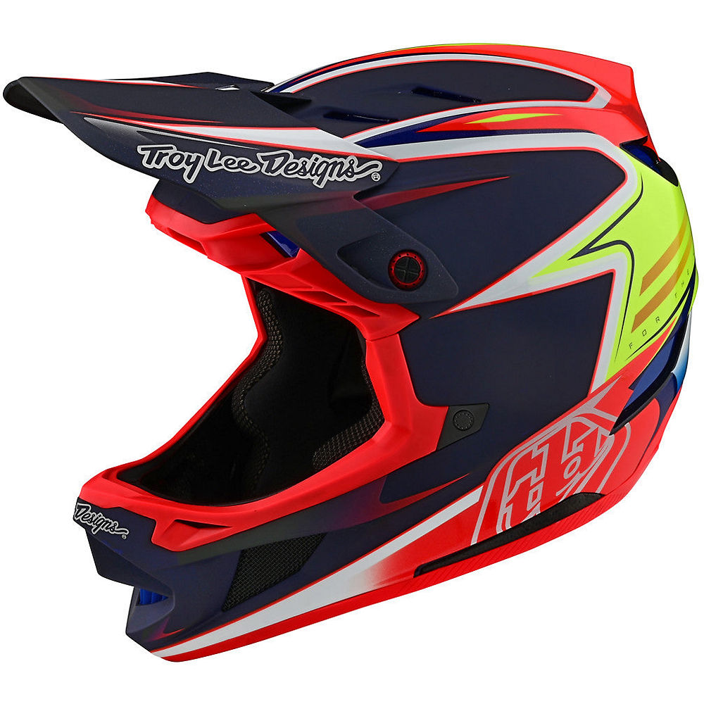 Casco Troy Lee Designs D4 Carbon Stealth Helmet  - Lines Black-Red - XL, Lines Black-Red