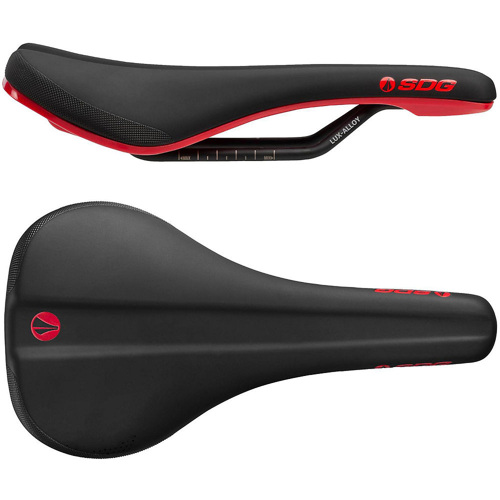 SDG Bel Air 3.0 Lux-Alloy Bike Saddle - Black-Red - 140mm Wide, Black-Red