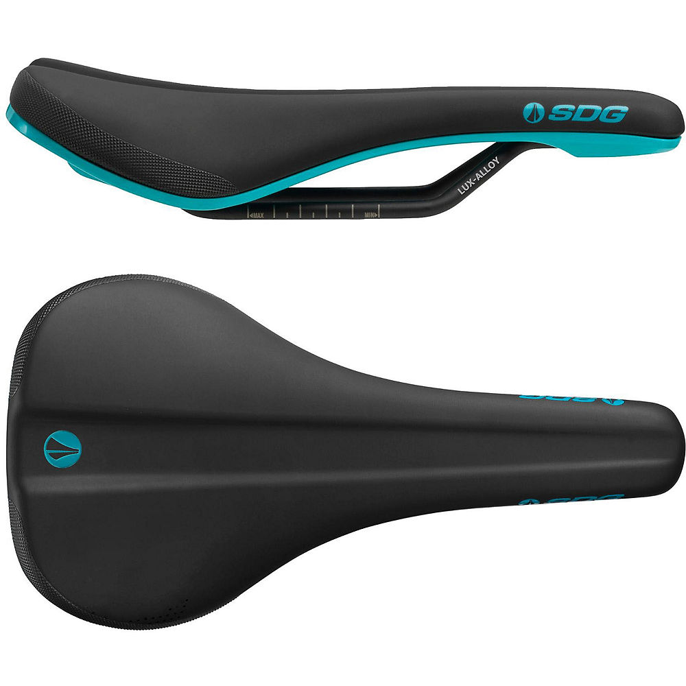 SDG Bel Air 3.0 Lux-Alloy Bike Saddle - Black-Turquoise - 140mm Wide, Black-Turquoise