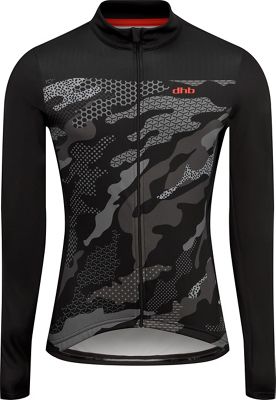 Maglia maniche lunghe dhb Blok Textured Camo  - Nero/Rosso - XL, Nero/Rosso