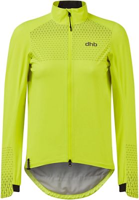 dhb Aeron Womens Tempo FLT Waterproof Jacket - Fluro Yellow - UK 16}, Fluro Yellow