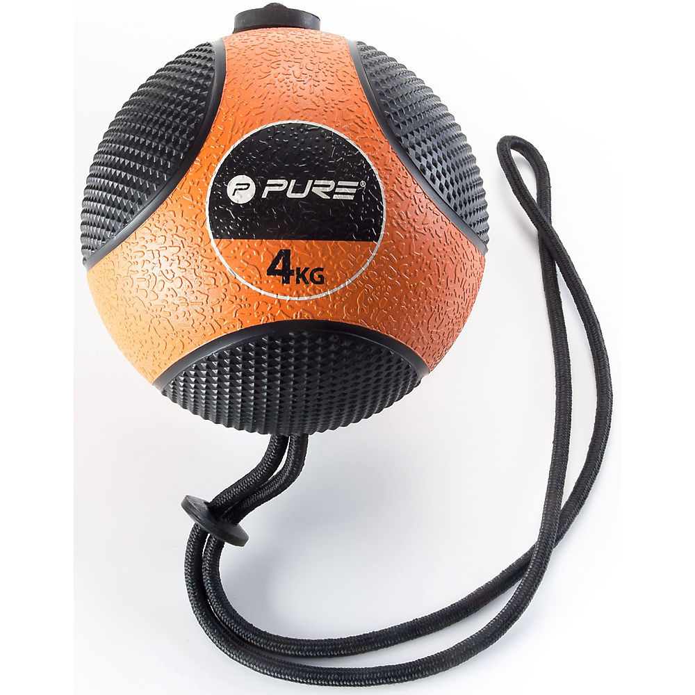 Pure2Improve Medicine Ball with Rope (4kg) - Orange - Noir, Orange - Noir