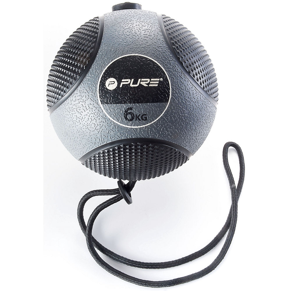 Pure2Improve Medicine Ball with Rope (6kg) - Gris - Noir, Gris - Noir