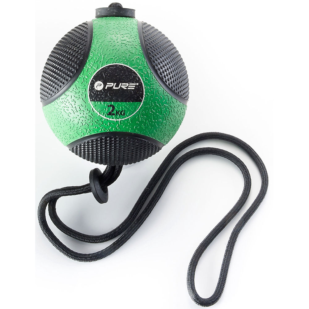 Pure2Improve Medicine Ball with Rope (2kg) - Vert - Noir, Vert - Noir