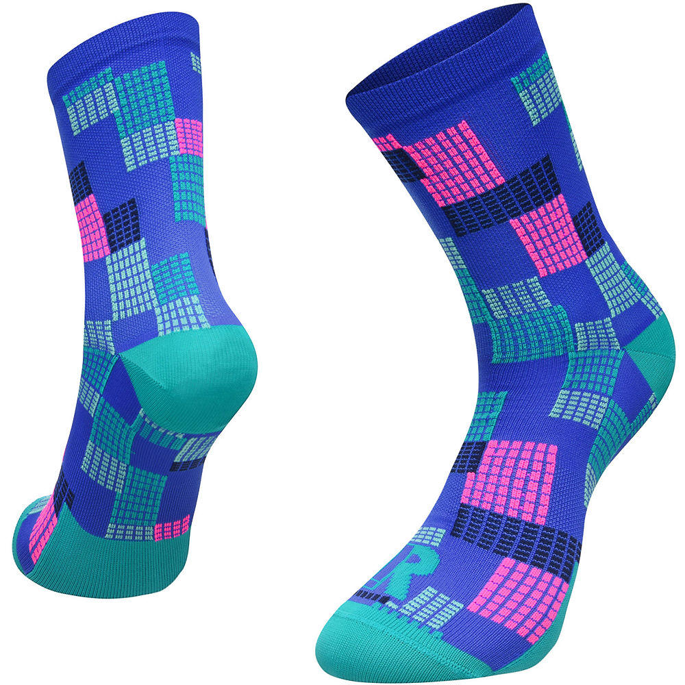 Image of Ratio 16cm Sock - Diode SS20 - Blue-Pink - L/XL}, Blue-Pink