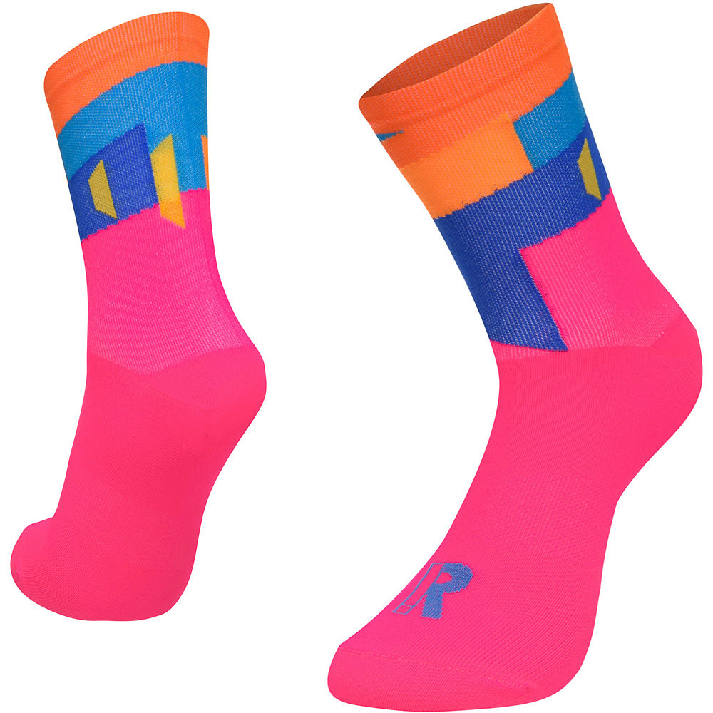 Image of Ratio 16cm Sock - Fracture SS20 - Pink-Orange - L/XL}, Pink-Orange
