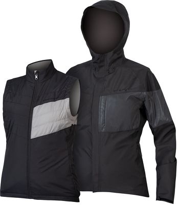 Endura Women's Urban Luminite 3 in 1 WP Jacket - Black-Reflective - L}, Black-Reflective