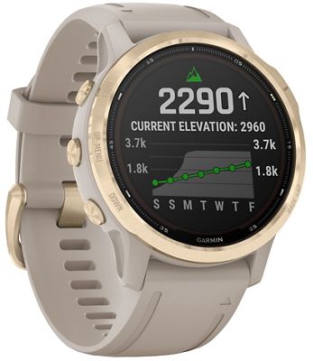 Garmin Fenix 6S Pro Solar GPS Watch - Light Gold with Sand Band, Light Gold with Sand Band