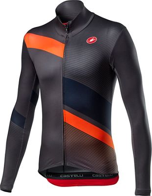 Castelli Mid Thermal Pro Long Sleeve Jersey  - Dark Gray-Orange, Dark Gray-Orange