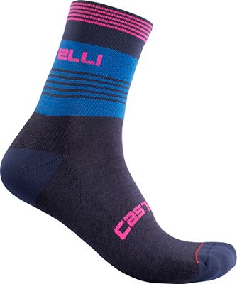 Castelli Women's Linea 15 Socks  - Rescue Blue-Pink Fluo - S/M, Rescue Blue-Pink Fluo