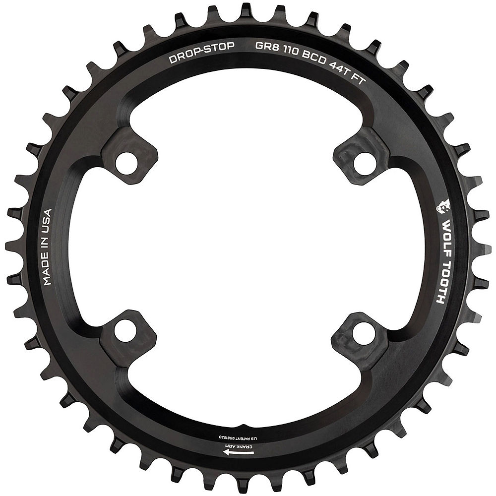 Wolf Tooth Shimano GRX 110 BCD Asymmetric Chainring - Black - 44t}, Black