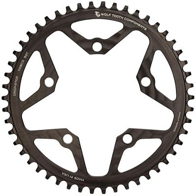 Wolf Tooth Flat Top Cyclocross Chain Ring (110 BCD) - Black - 44t}, Black