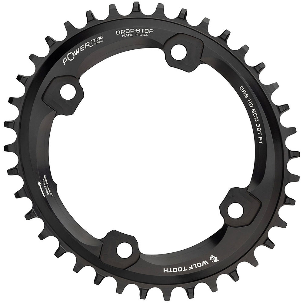 Wolf Tooth Shimano GRX Elliptical 110 BCD Chainring - Black - 42t}, Black