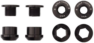 Wolf Tooth 1X Chainring Bolts and Nuts (Pack of 4) - Black, Black