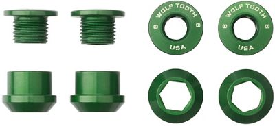 Wolf Tooth 1X Chainring Bolts and Nuts (Pack of 4) - Green, Green