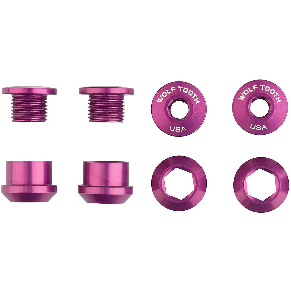 Wolf Tooth 1X Chainring Bolts and Nuts (Pack of 4) - Purple, Purple