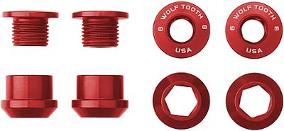 Wolf Tooth 1X Chainring Bolts and Nuts (Pack of 4) - Red, Red