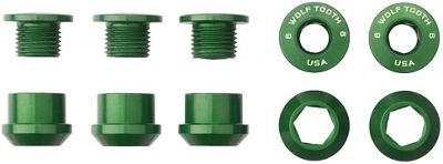 Wolf Tooth 1X Chainring Bolts and Nuts (Pack of 5) - Green, Green