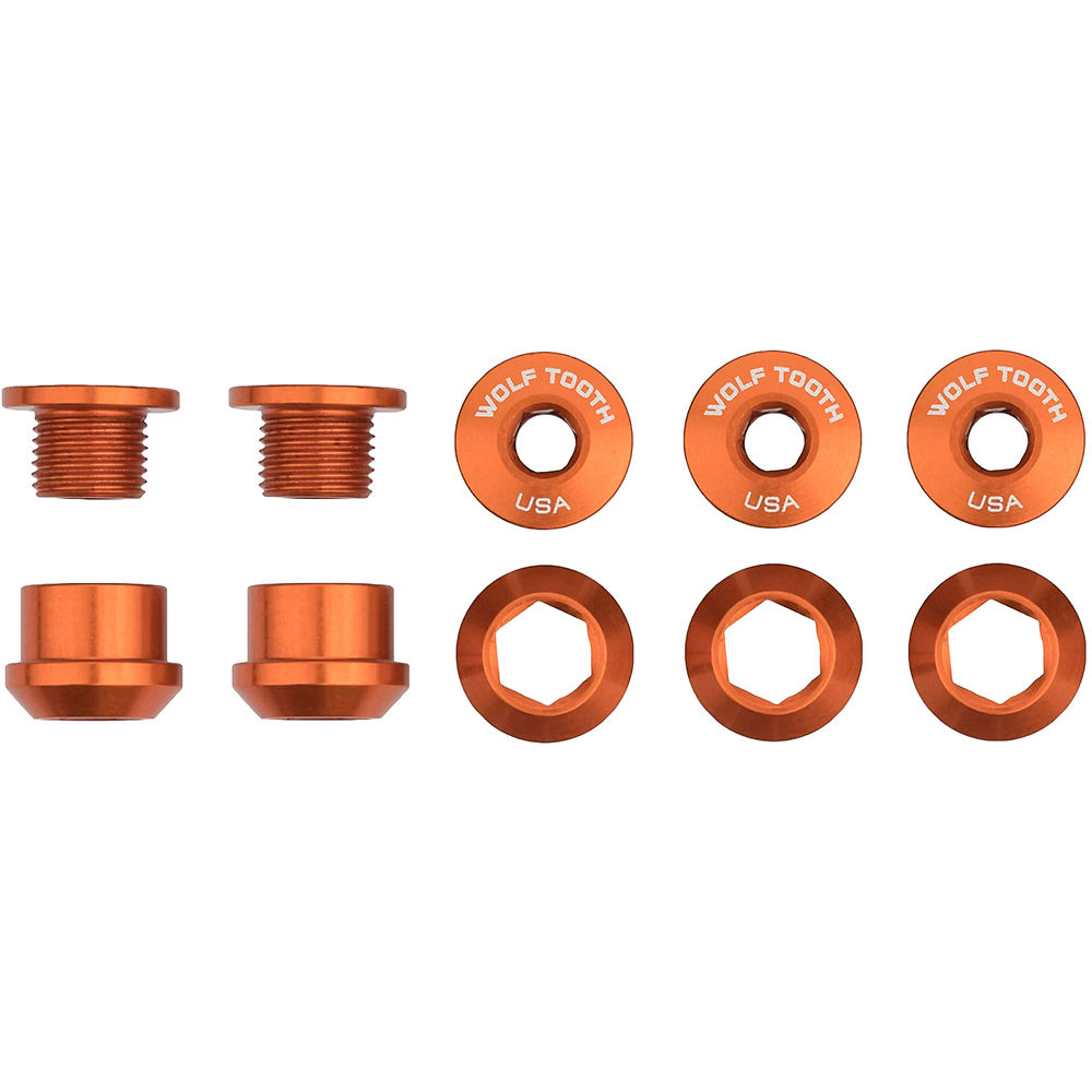 Wolf Tooth 1X Chainring Bolts and Nuts (Pack of 5) - Orange, Orange