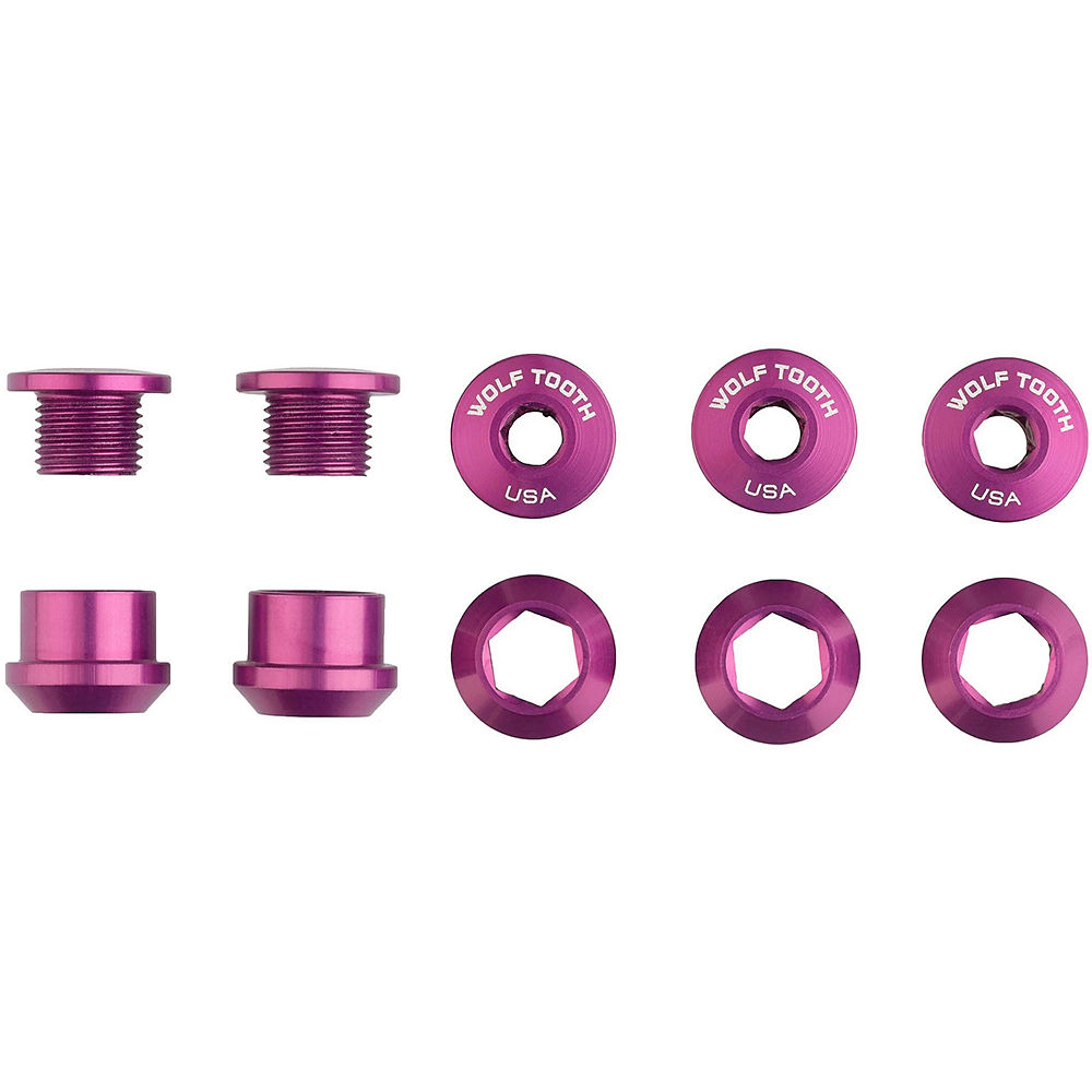 Wolf Tooth 1X Chainring Bolts and Nuts (Pack of 5) - Purple, Purple