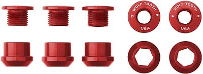 Click to view product details and reviews for Wolf Tooth 1x Chainring Bolts And Nuts Pack Of 5 Red Red.