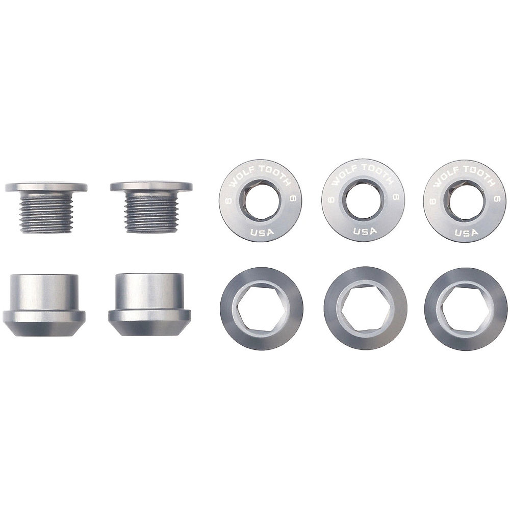 Wolf Tooth 1X Chainring Bolts and Nuts (Pack of 5) - Silver, Silver