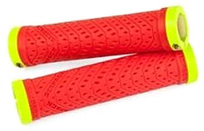 Sixpack Racing K-Trix Lock-On Grips - Red-Neon Yellow, Red-Neon Yellow