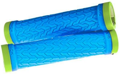 Sixpack Racing S-Trix Lock-On Grips - Blue-Liquid Green, Blue-Liquid Green