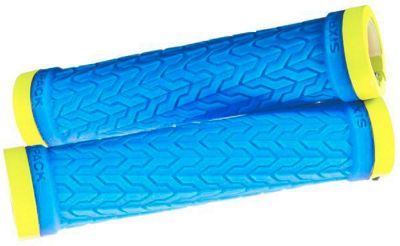 Sixpack Racing S-Trix Lock-On Grips - Blue-Neon Yellow, Blue-Neon Yellow