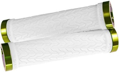 Sixpack Racing S-Trix Lock-On Grips - White-Electric Green, White-Electric Green