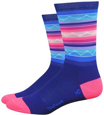 Defeet Aireator 6" Santa Fe Socks SS20 - Navy-Pink - M}, Navy-Pink