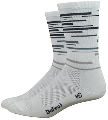Defeet Aireator 6 DNA Socks  - White-Grey-Black, White-Grey-Black