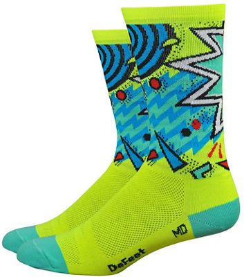 Defeet Aireator 6" Shazam Socks SS20 - Hi-Vis Yellow-Blue - XL}, Hi-Vis Yellow-Blue