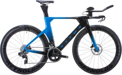 Vitus Auro CR Disc eTap AXS TT Bike (Rival) - Matte Carbon - Electric Blue - L}, Matte Carbon - Electric Blue