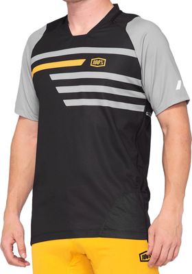 100% Celium MTB Jersey  - Black-Mustard - XL, Black-Mustard