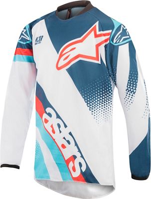 Maglia ragazzi maniche lunghe Alpinestars Racer  - Poseidon Blue White, Poseidon Blue White