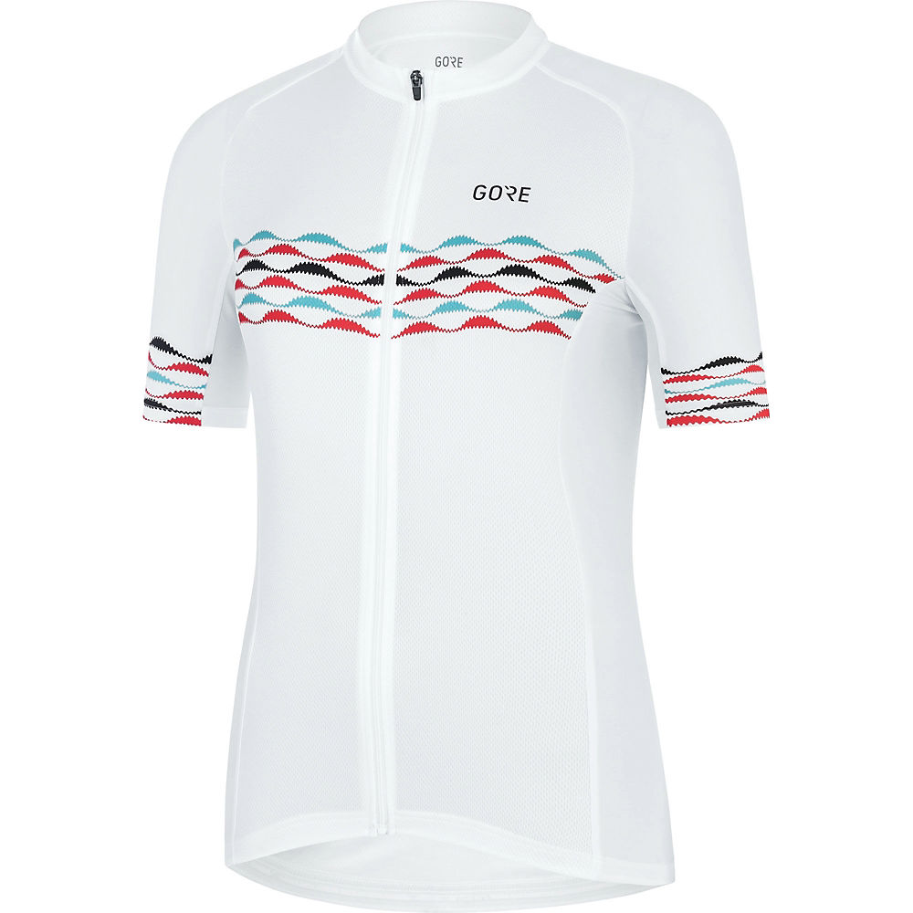 Gore Wear Women's Skyline Cycling Jersey SS21 - White-Blue - 42}, White-Blue