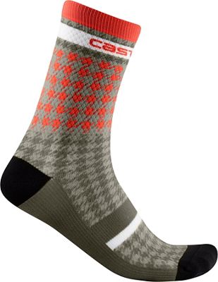 Castelli Maison 18 Socks SS21 - Bark Green-Fiery Red - S/M, Bark Green-Fiery Red