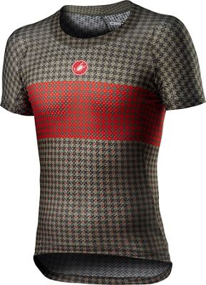 Castelli Pro Mesh M Short Sleeve Base Layer SS21 - Bark Green-Fiery Red, Bark Green-Fiery Red