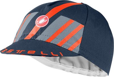 Castelli Hors Categorie Cycling Cap SS21 - Savile Blue-Light Steel Blue-Brilliant Orange - One Size, Savile Blue-Light Steel Blue-Brilliant Orange