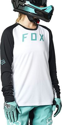 Fox Racing Womens Defend Long Sleeve Jersey 2021 - bianco - nero, bianco - nero